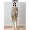 VIMAGE纬漫纪冬季新款时尚气质棋盘格通勤修身连衣裙V2007631 商品缩略图0