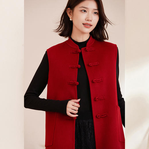 馥迦新中式羊毛呢盘扣马甲 商品图4