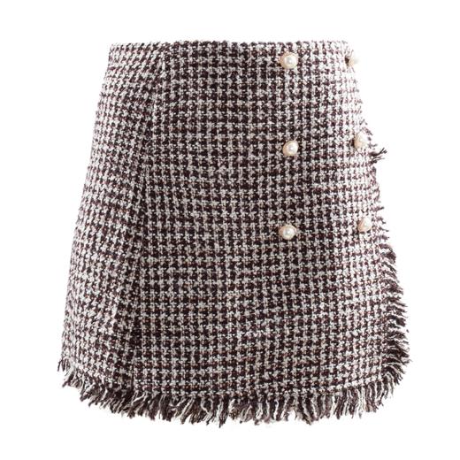 欧芮儿2019秋装新品小香风半身裙女高腰显瘦不规则短裙包臀裙 商品图3