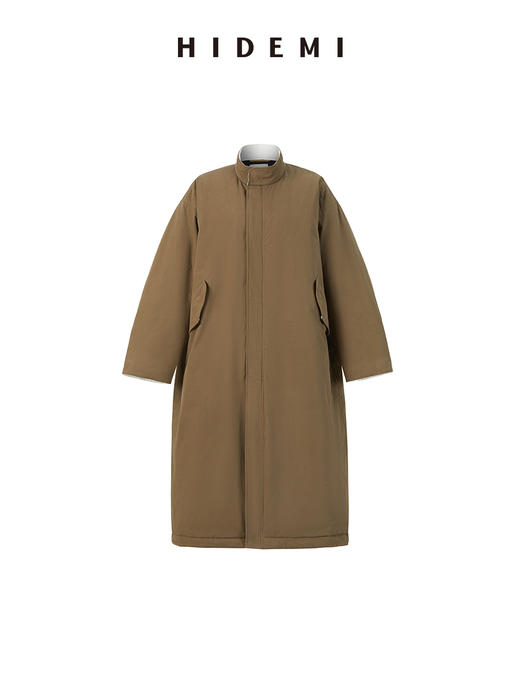 HIDEMI 立领极简大廓形口袋边翻式设计感长款大棉服 商品图0