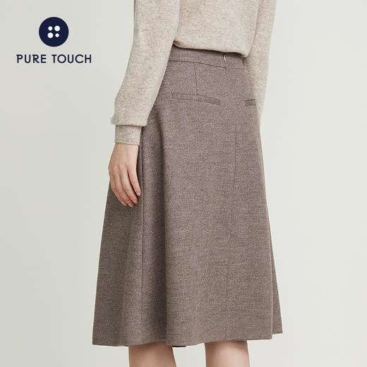 pure touch女士半身裙设计感小众百褶裙绵羊毛半暖半裙秋冬西装裙 商品图4