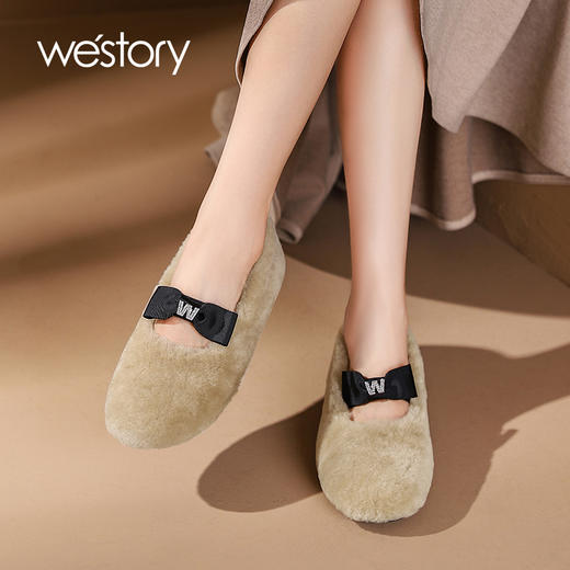 westory2023年秋季新品芭蕾风温柔毛毛鞋一脚蹬玛丽珍鞋S23DM83661 商品图3