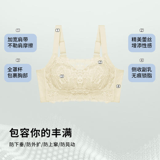 雅黛俪大胸显小内衣女夏季薄款蕾丝防走光防下垂收副乳无钢圈文胸 商品图6