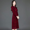 时尚复古旗袍裙妈妈装中长款，仿貂绒连衣裙厚款保暖打底长裙QYM-KED-H1386-Y 商品缩略图1