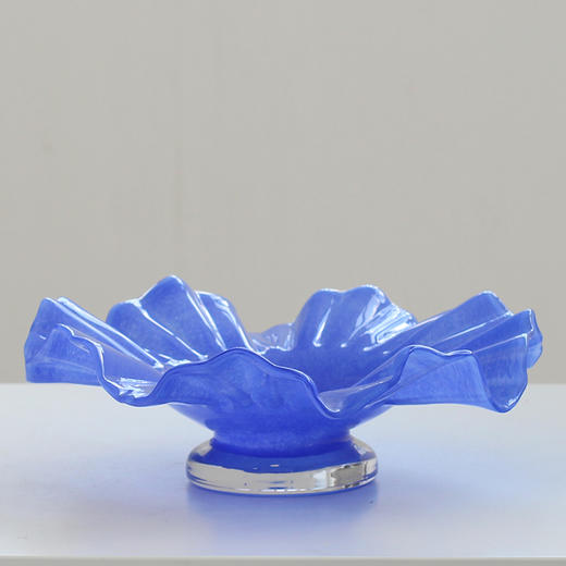 莫兰迪创意大口荷叶边卷口褶皱琉璃花瓶软装家居样板间客厅装饰品 商品图7