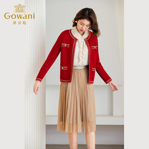 乔万尼羊毛针织衫秋冬新款小香风上衣开衫ET4M959 商品图1