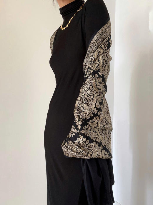 CG｜silk Jersey turtleneck MAXI Dress 真丝高领长袖针织连衣裙［ 黑 ] 商品图6