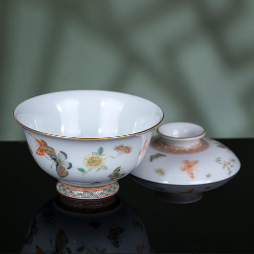 古彩描金蝶恋花盖碗 商品图2