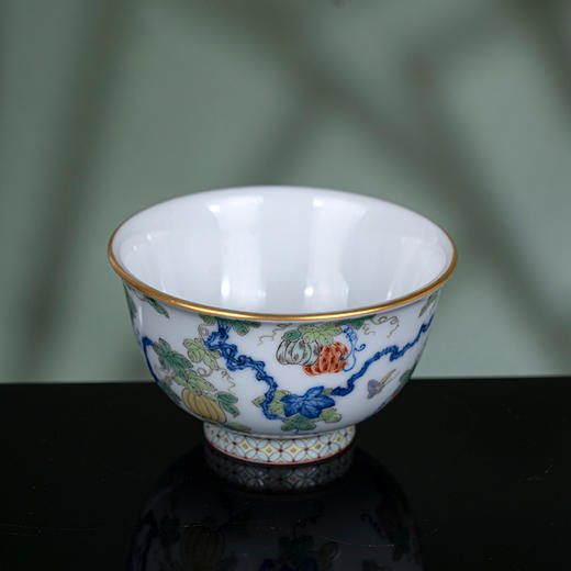 青花五彩描金瓜瓞连绵压手杯 商品图2