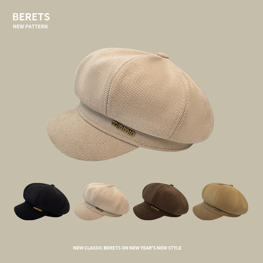 「四色可选！英伦风八角帽」显脸小英伦风八角帽女秋冬韩版复古文艺报童画家帽鸭舌贝雷帽配饰 商品图1