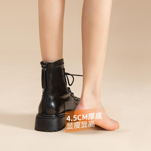 ZHR马丁靴女2023秋季新款英伦风烟筒靴厚底率性风潮酷马丁靴 商品图13