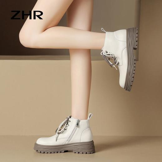 ZHR马丁靴2023新款短靴女春秋单靴加绒保暖法式小短靴瘦瘦靴 商品图6