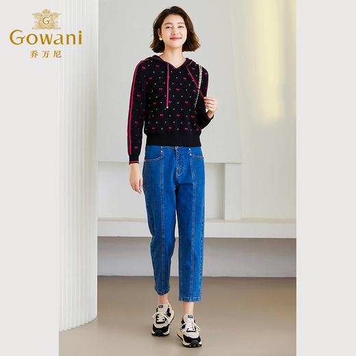 乔万尼冬款绵羊毛针织衫休闲连帽设计上衣ET4M947 商品图3