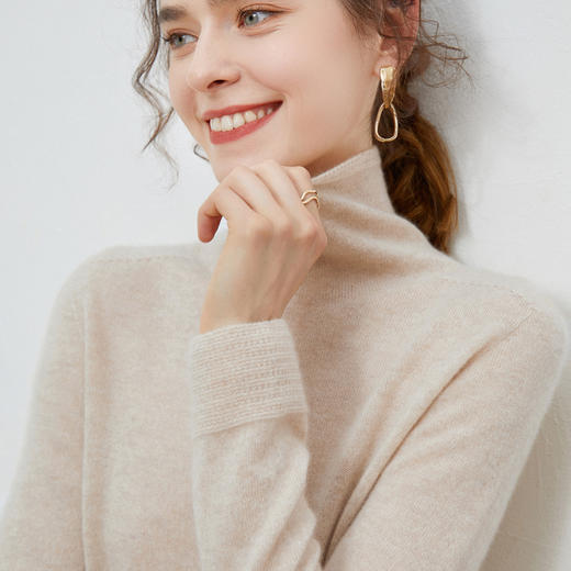 【反季特惠 纯羊毛】SIIJJEYY 枝辑 女士一线成衣V领堆堆领镂空圆领半高领羊毛衫 商品图7