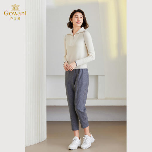 乔万尼针织衫上衣女100%绵羊毛休闲撞色设计毛衣ET4M969 商品图2