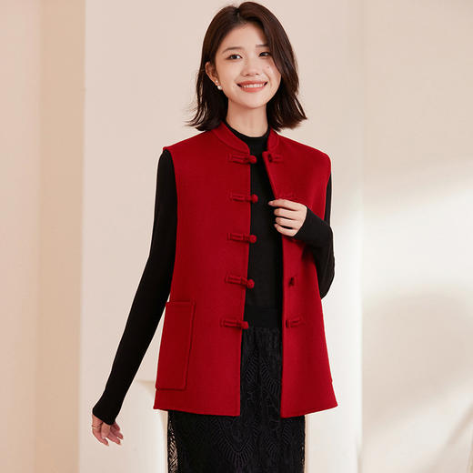 馥迦新中式羊毛呢盘扣马甲 商品图1