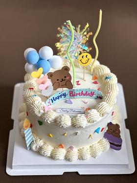 简约奶油蛋糕 | 鲜果原味奶油 - 小熊一家（小熊装饰样式随机）