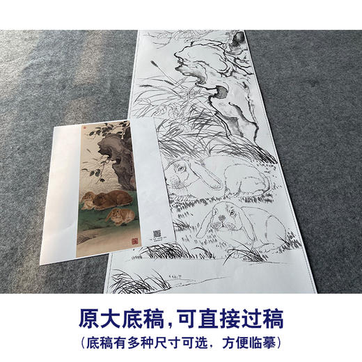 【大彩图】王生勈工笔画白描底稿《兔子》初学者临摹勾线动物线稿A650 商品图1