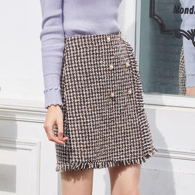 欧芮儿2019秋装新品小香风半身裙女高腰显瘦不规则短裙包臀裙