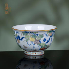 青花五彩描金瓜瓞连绵压手杯