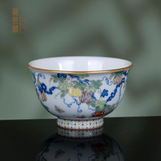 青花五彩描金瓜瓞连绵压手杯 商品图0