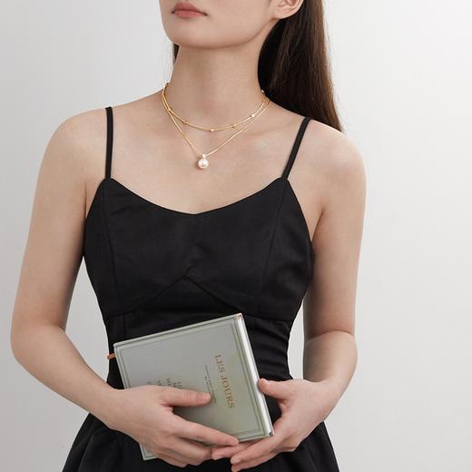Oflye潮流饰品 欧美轻奢双层叠戴珍珠项链女小众气质颈链时尚个性毛衣链女★ 商品图2