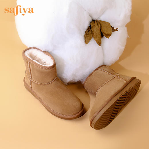 Safiya/索菲娅 棉靴女2023冬季新款真皮厚底防滑加绒保暖雪地靴女 SF3411A105 商品图4