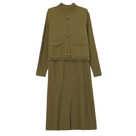 DD-针织羊毛连衣裙女秋冬2023新款气质毛衣裙马甲两件套装 商品图8