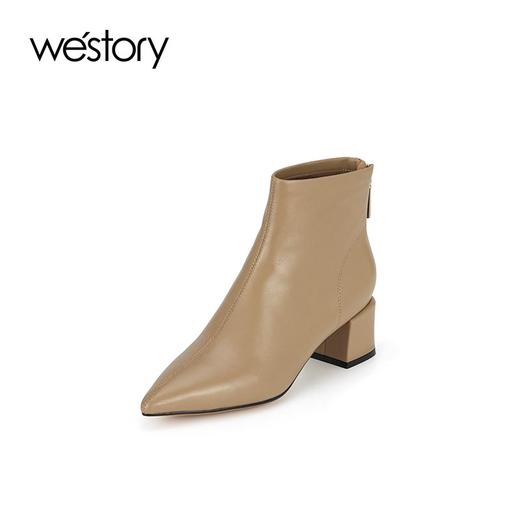 westory2023年秋季新品欧美优雅气质尖头靴中跟短靴女靴S23DS83521 商品图1