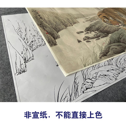 【大彩图】孟祥顺工笔画白描底稿《王者云游》老虎临摹勾线动物线稿A637 商品图2