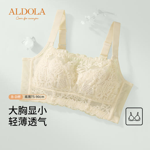 雅黛俪大胸显小内衣女夏季薄款蕾丝防走光防下垂收副乳无钢圈文胸 商品图5