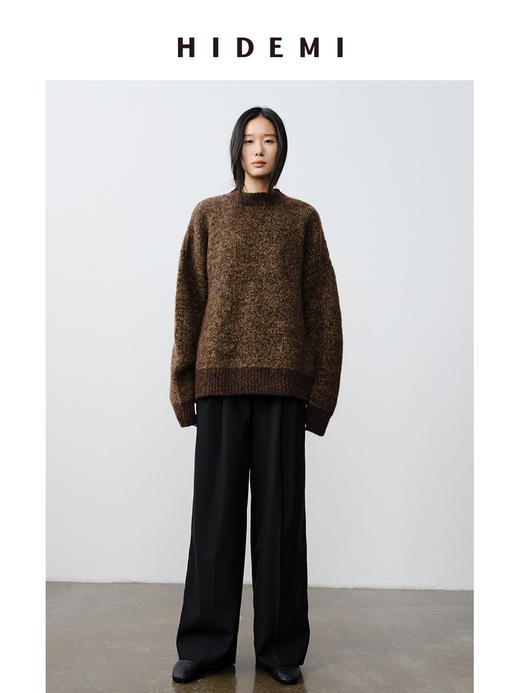 HIDEMI 马海毛羊毛混纺圈圈花针廓形极简设计感圆领加厚款大毛衣 商品图1