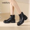 westory踝靴马丁靴日常百搭厚底粗跟时尚短筒马丁靴女鞋S23DS83651 商品缩略图1