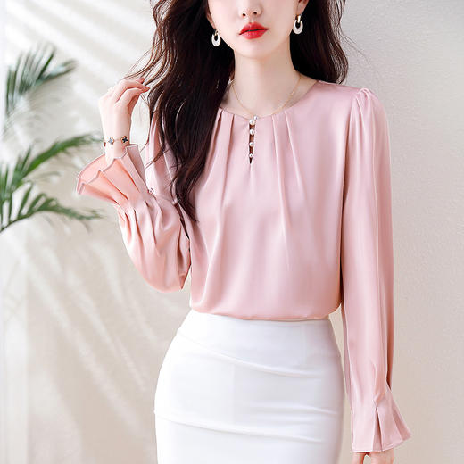 简约百搭甜美气质长袖，宽松显瘦时尚衬衣YY-1657 商品图5