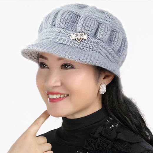 「9.9元包邮！四色可选」秋冬季中老年毛绒保暖帽奶奶帽 加绒灯笼南瓜帽针织绒帽纯色毛线帽配饰 商品图1