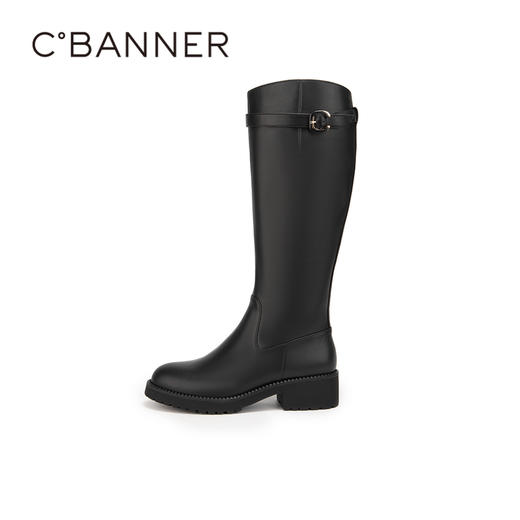 千百度棕色美拉德长靴女鞋冬季厚底增高骑士靴高筒靴A23577703 商品图1