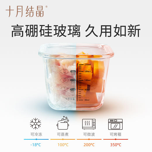 婴儿玻璃蒸蛋羹碗储存盒辅食盒 赠【蔬洗液20条】 商品图1