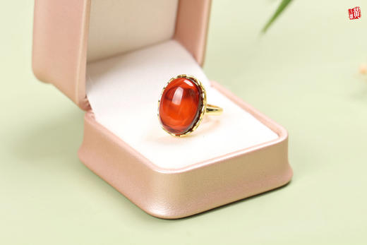 【忆曼】血珀戒指，925银镶 商品图2