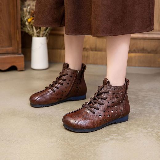 信诺真皮头层牛皮中筒短靴时尚超舒适超软单鞋妈妈鞋母亲节送礼鞋X3C105049 商品图1