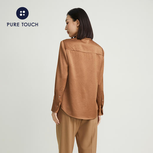 pure touch女士衬衫醋酸流沙色宽松百搭秋季上衣叠穿通勤外套 商品图1