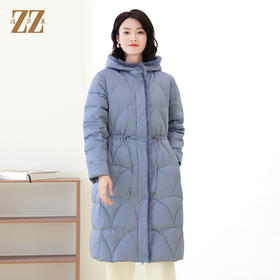 佐尔美冬季新款 时尚连帽貂毛领羽绒服外套女E14YM25