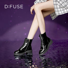 Dfuse迪芙斯冬季新款经典牛皮圆头短靴金属牌件马丁靴DF34116108