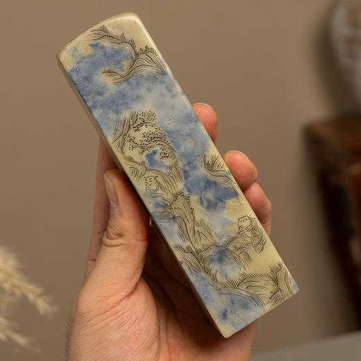 清 青田石封门青阴刻福禄寿人物印章 商品图2