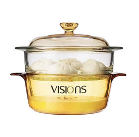 康宁（VISIONS）3.25L汤锅和玻璃蒸格 玻璃锅蒸锅炖锅煮锅锅具套装 VS32+24cm玻璃蒸格