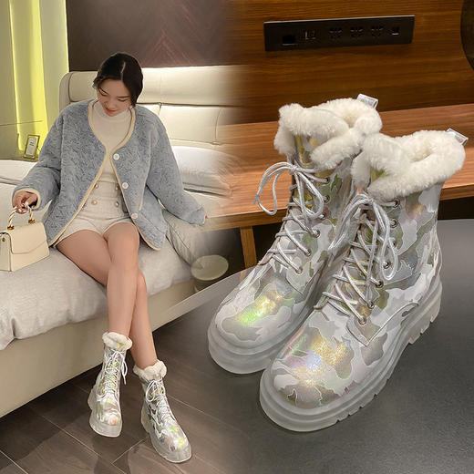 爆款个性加厚毛里，水晶底侧拉链雪地靴YS5088 商品图1