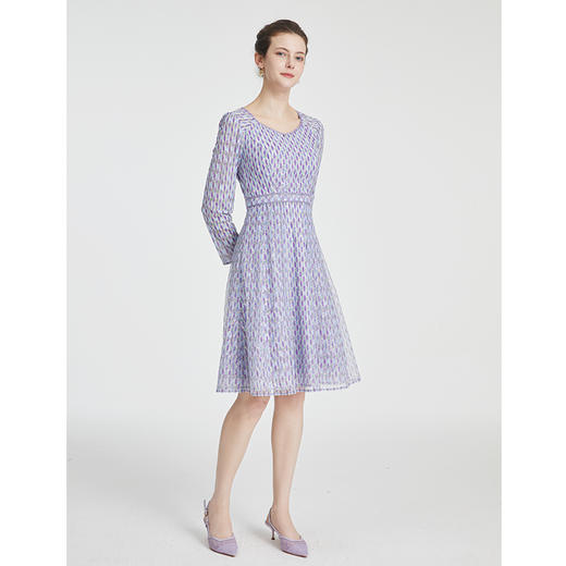 司歌印花几何长袖连衣裙圆领显瘦A881317 商品图3