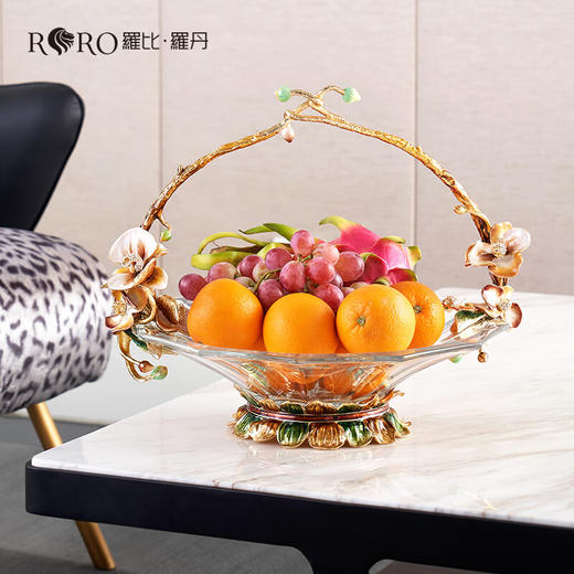 【清货特惠5折】罗比罗丹珐琅彩工艺《兰之恋》果盘创意餐桌大果篮高档家居饰品送礼 商品图4
