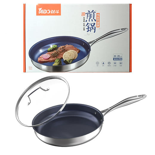 TADO钢柄玻璃盖钛煎锅 【28cm】 商品图5