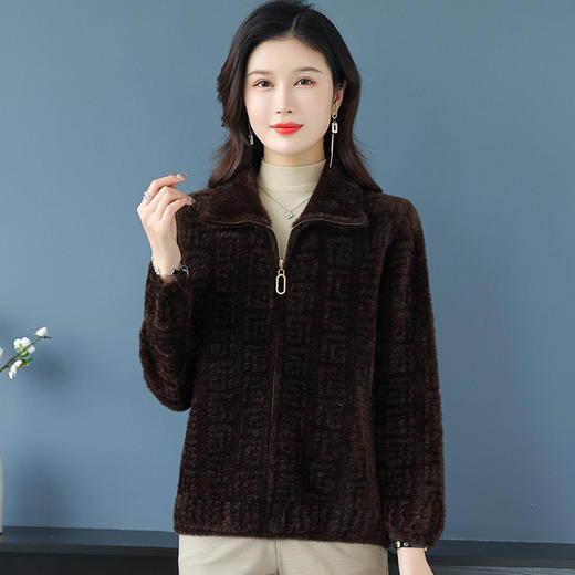 仿水貂绒短外套，中年妈妈秋冬加厚上衣CC-17-9723 商品图1