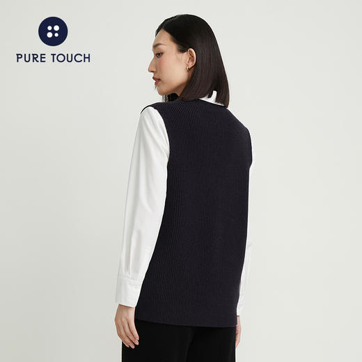 pure touch女士针织马甲套头宽松时尚百搭设计感显瘦背心秋冬内搭 商品图5